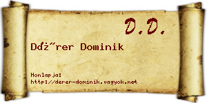 Dérer Dominik névjegykártya